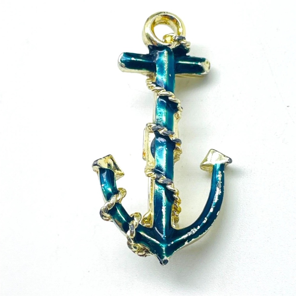 Vintage 1960's Gerry Nautical Blue and Gold Anchor Pin Brooch